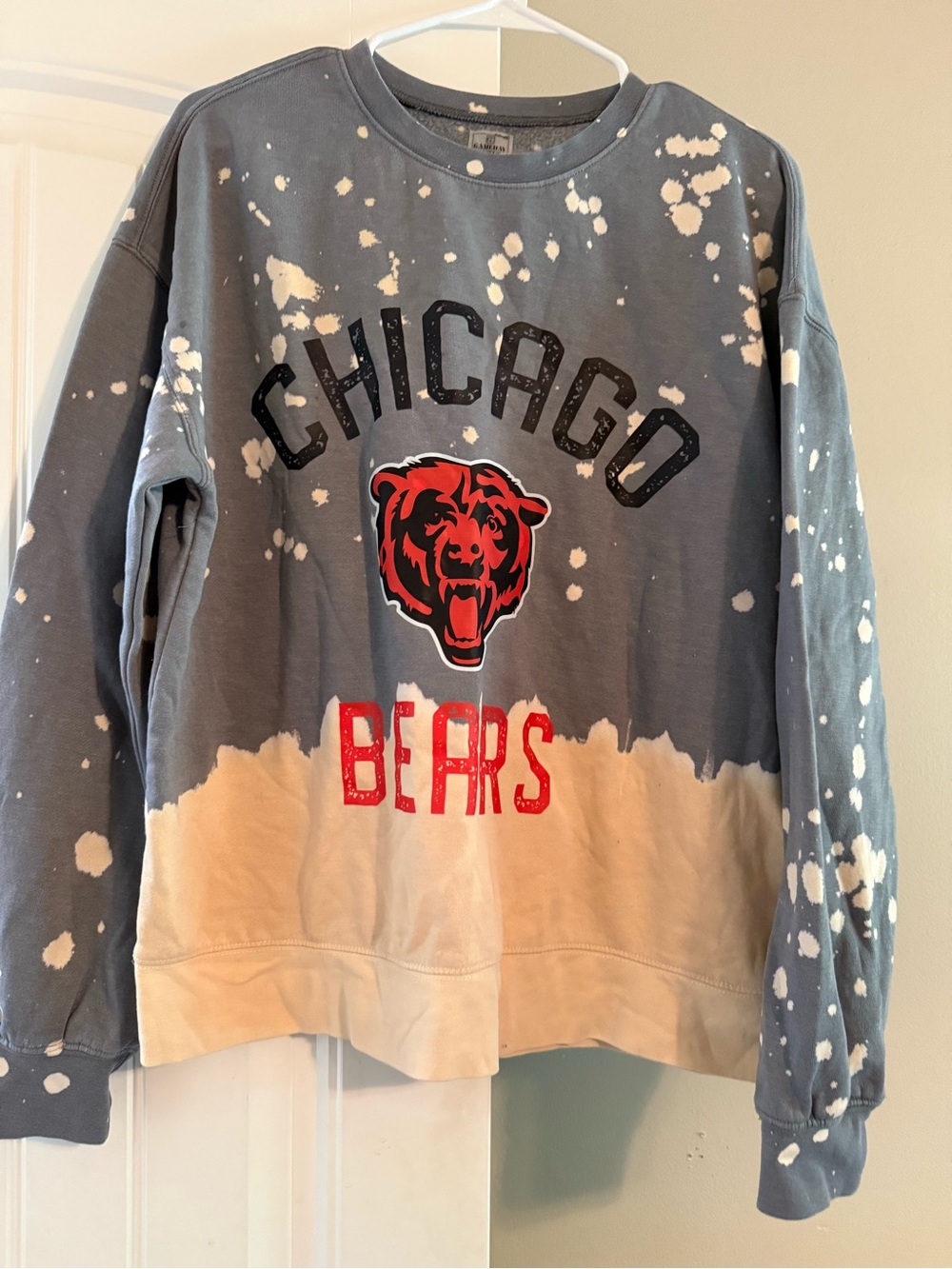 Chicago Bears Tie-Dye Crewneck Sweatshirt - Gray & Cream